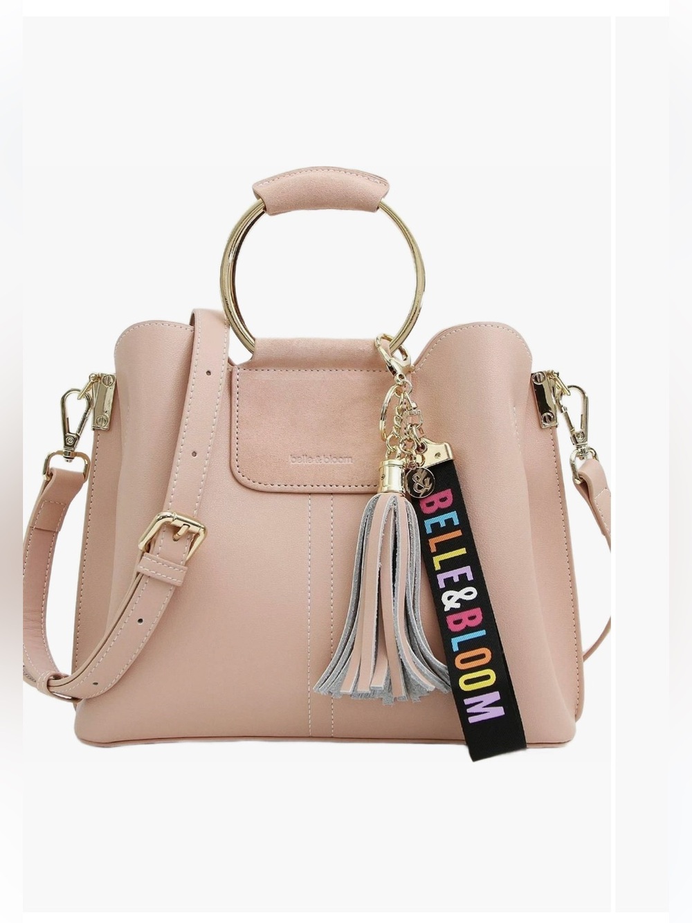 Belle & Bloom Leather Blush Pink Ring-Handle Crossbody Bag